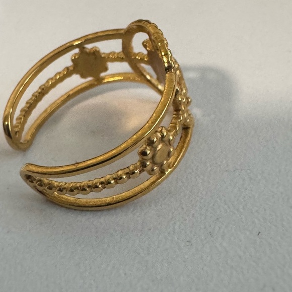 Gold Evil Eye Ring – Beaded Open Band – Size 7 – Protection Jewelry - Picture 8 of 8